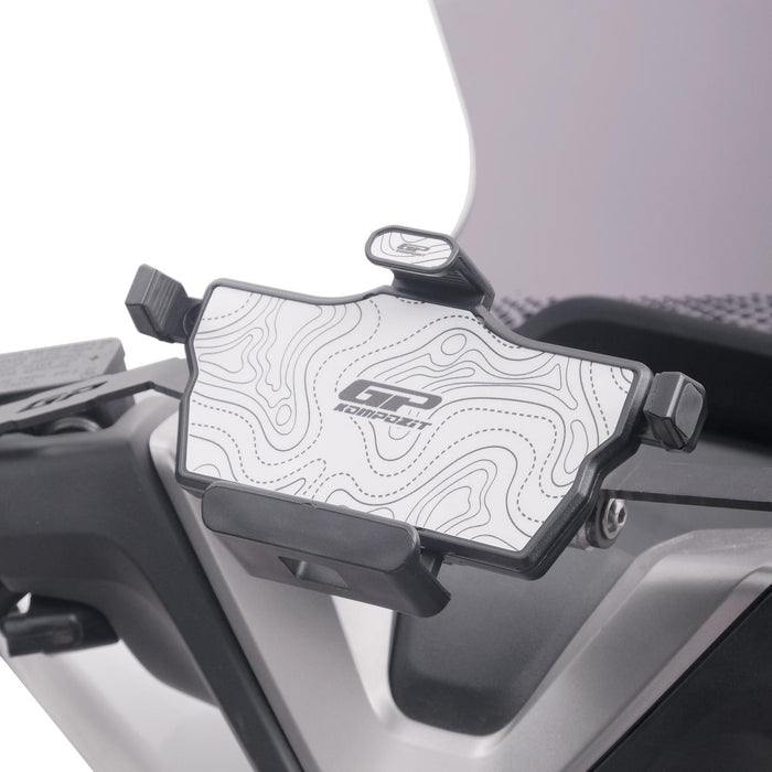 GP Kompozit Universal TTR08 Motorbike Phone Holder Mount, Anti Vibration Motorcycle Phone Holder White-Black
