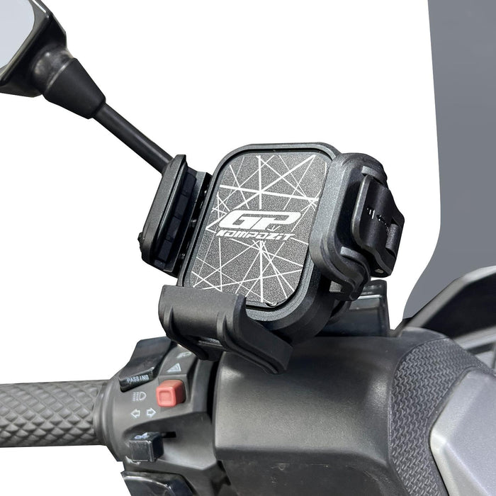 GP Kompozit Universal TTR11 Motorbike Phone Holder Mount, Anti Vibration Motorcycle Phone Holder Black-White