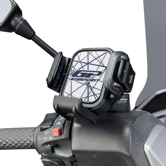 GP Kompozit Universal TTR11 Motorbike Phone Holder Mount, Anti Vibration Motorcycle Phone Holder White-Black