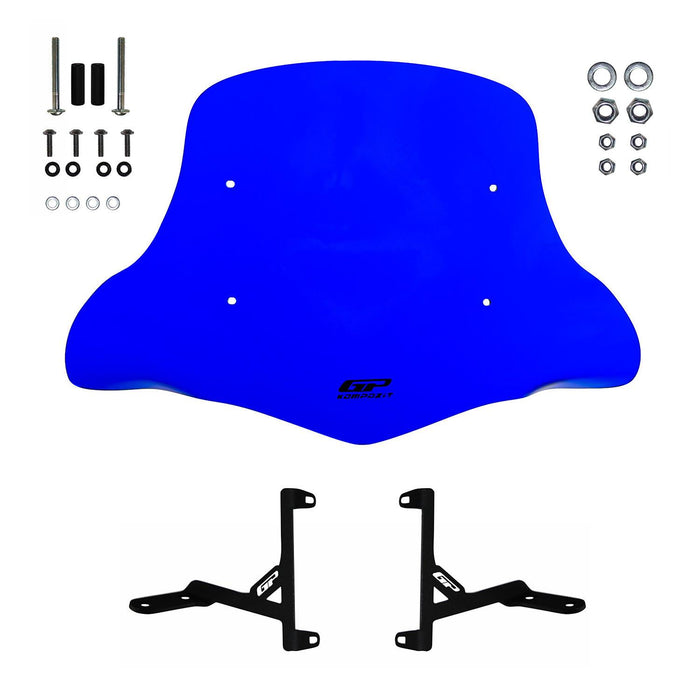 GP Kompozit Windshield Windscreen With Handguard Blue Compatible For Scooter Universal