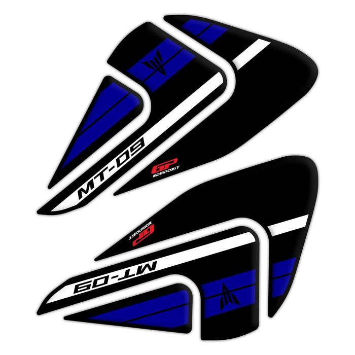 GP Kompozit Tank Pad Set Black-Blue Compatible For Yamaha MT-09  2021-2023