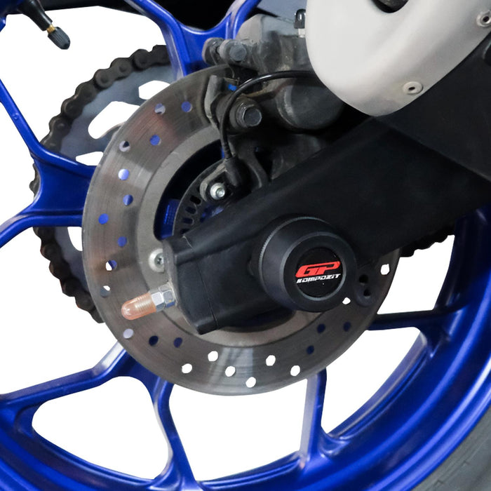 GP Kompozit Front-Rear Axle Guard Crash Wheel Frame Slider Set Black Compatible For Yamaha MT-25 / MT-03  2015-2026