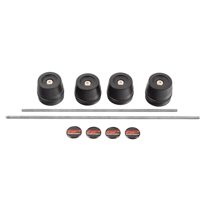 GP Kompozit Front-Rear Axle Guard Crash Wheel Frame Slider Set Black Compatible For Yamaha MT-25 / MT-03  2015-2026