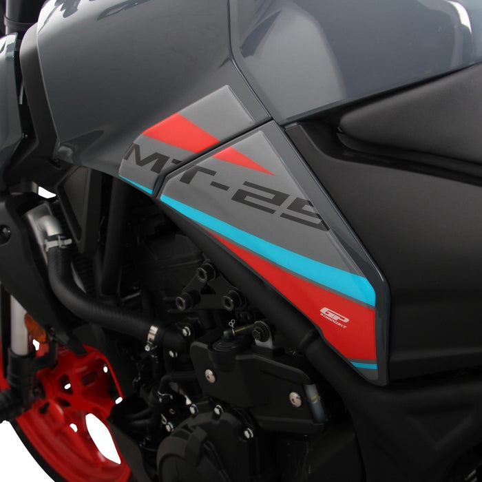 Ensemble de protections de réservoir GP Kompozit bleu-rouge compatible pour Yamaha MT-25 / MT-03 2020-2023 