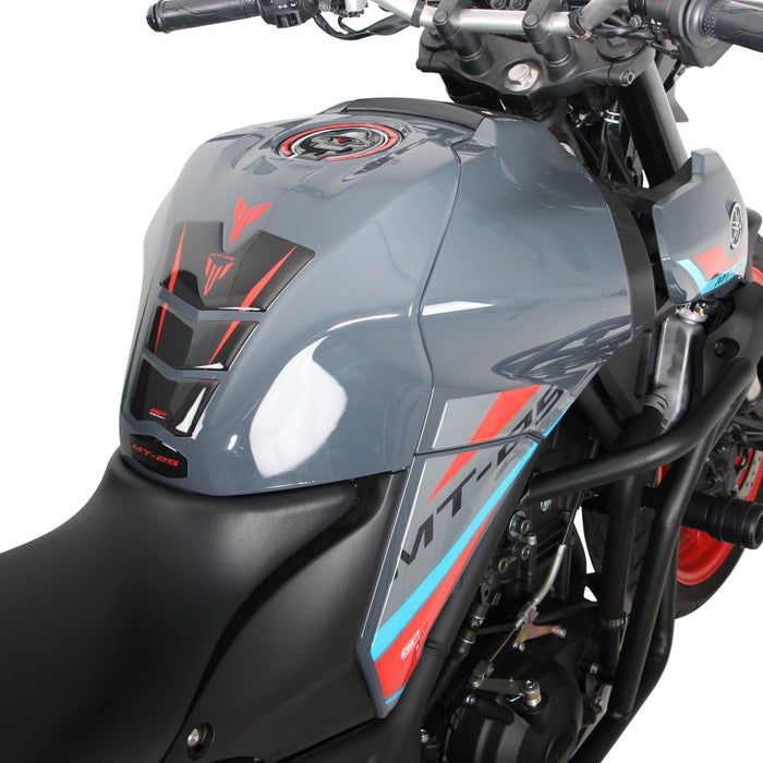 Ensemble de protections de réservoir GP Kompozit bleu-rouge compatible pour Yamaha MT-25 / MT-03 2020-2023 