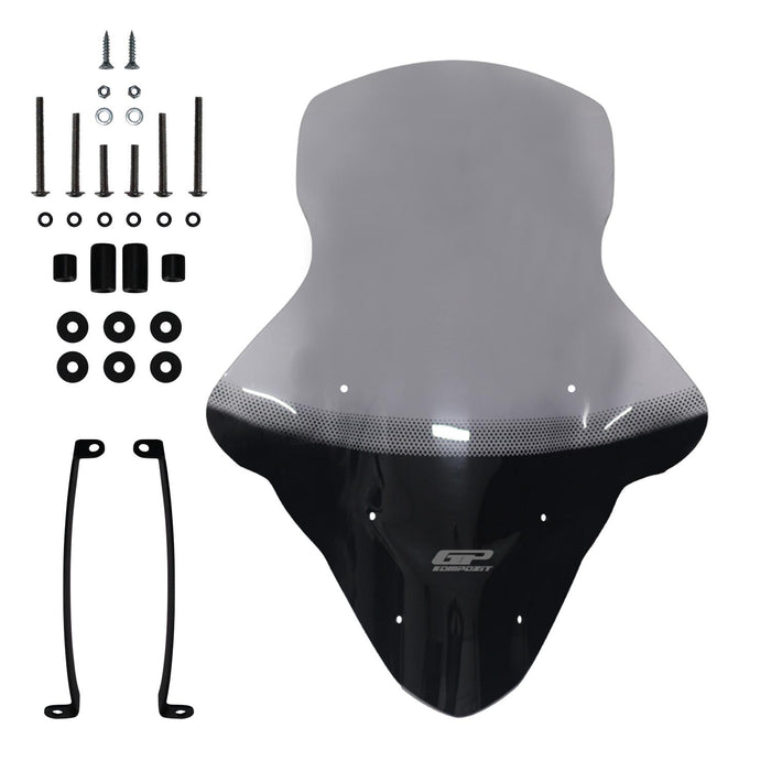 GP Kompozit Pare-brise sérigraphié avec protège-mains fumé Compatible pour Yamaha NMAX 125 / NMAX 155 2015-2020 