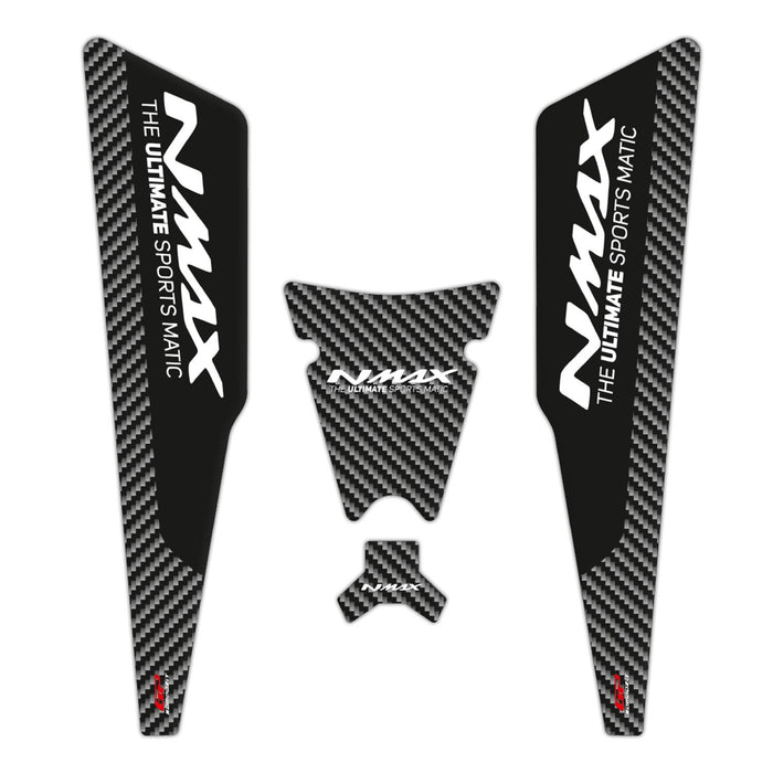 GP Kompozit Tank Pad Set Black-Carbon Compatible For Yamaha NMAX 125 / NMAX 155 2015-2020