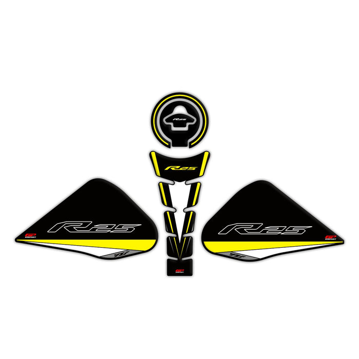 GP Kompozit Tank Pad Set Yellow Compatible For Yamaha YZF-R25 2015-2018