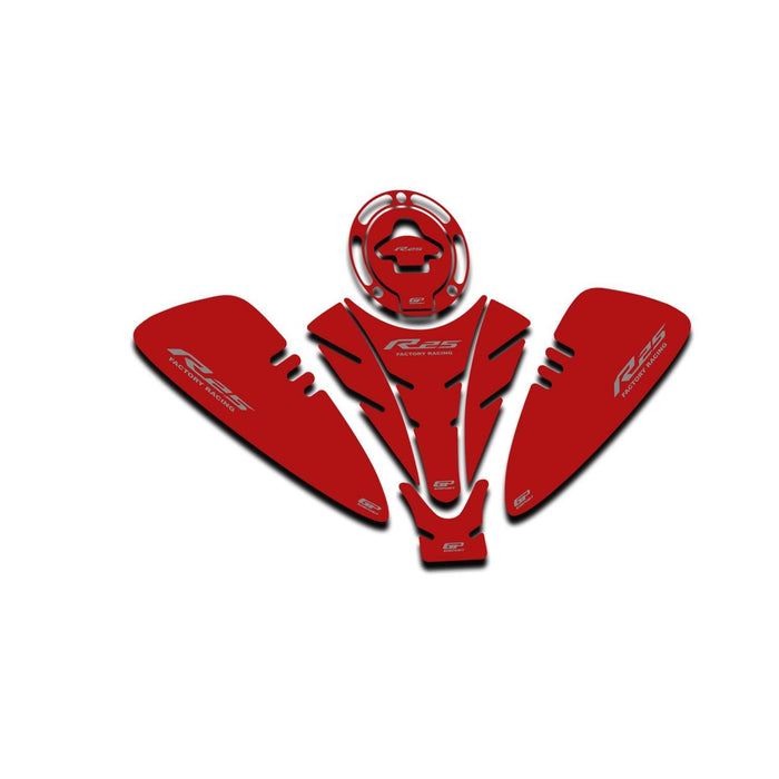 GP Kompozit Tank Pad Set Red Compatible For Yamaha YZF-R25 / YZF-R3 2019-2024