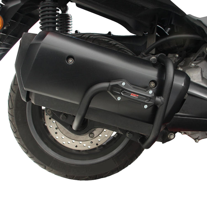 GP Kompozit Barre de protection d'échappement noire compatible avec Yamaha XMAX 250 / XMAX 300 2018-2023 