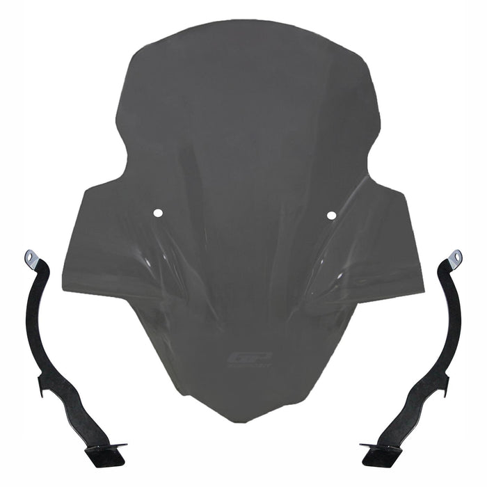 GP Kompozit Touring Windshield Windscreen With Handguard Smoked Compatible For Yamaha XMAX 250 / XMAX 400 2014-2017