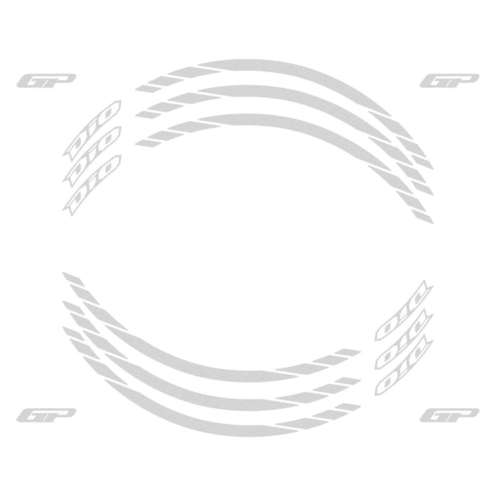 GP Kompozit Bande de jante réfléchissante grise compatible pour Honda Dio 2021-2023 